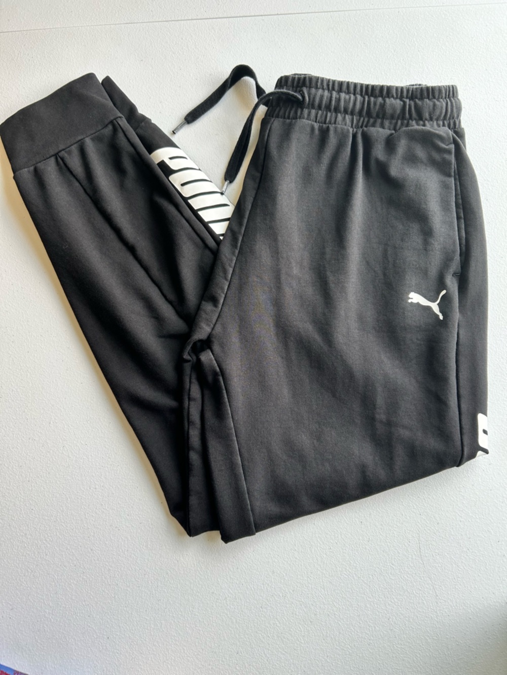 PUMA Men's Power Slim-Fit Joggers - Tapered Leg - Black - Size Medium
